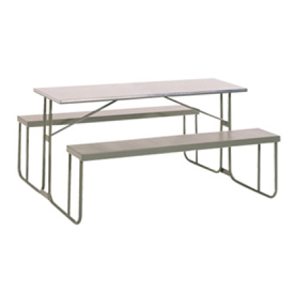 Heavy Duty 1800mm Galvanized Steel Canteen Benches Hammertone Grey Only