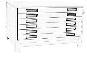 Heavy Duty 6 Drawer Steel Plan Filing Cabinets Ivory Only
