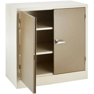 Heavy Duty Stationery Cupboard with 2 Shelves. 900mm Height. Ivory/Karoo or Grey.