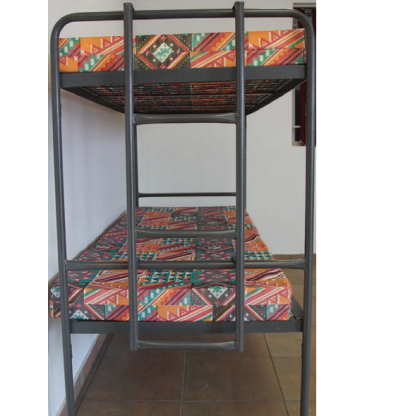 Heavy Duty Steel Double Bunk Beds with Ladder-Wire Mesh-Hammertone Grey Only
